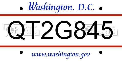 QT2G845 District Of Columbia License Plate