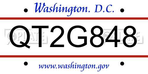 QT2G848 District Of Columbia License Plate