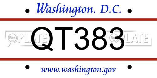 QT383 District Of Columbia License Plate