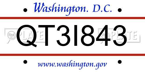 QT3I843 District Of Columbia License Plate