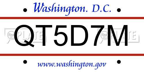QT5D7M District Of Columbia License Plate