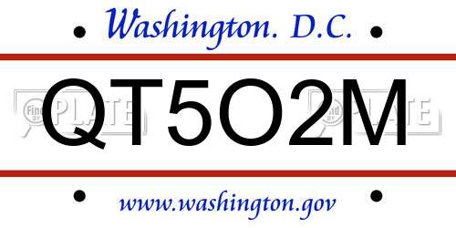 QT5O2M District Of Columbia License Plate