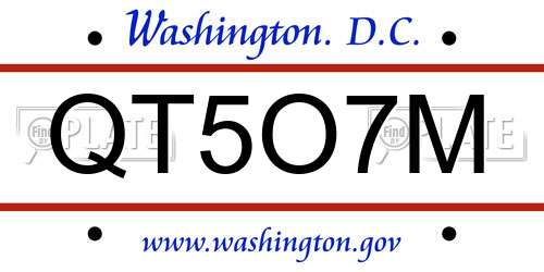 QT5O7M District Of Columbia License Plate
