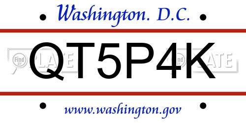 QT5P4K District Of Columbia License Plate
