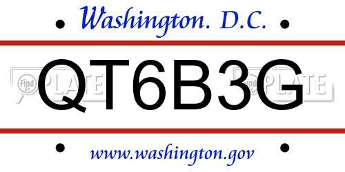 QT6B3G District Of Columbia License Plate