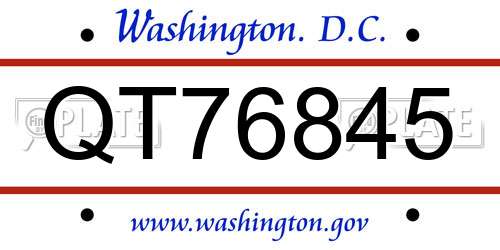 QT76845 District Of Columbia License Plate