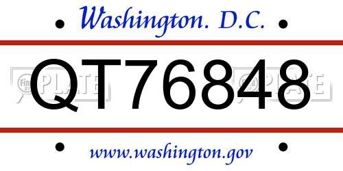 QT76848 District Of Columbia License Plate