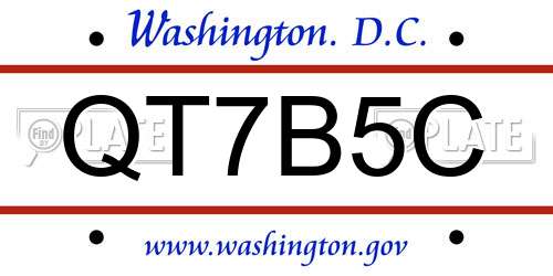 QT7B5C District Of Columbia License Plate