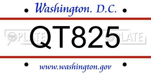 QT825 District Of Columbia License Plate