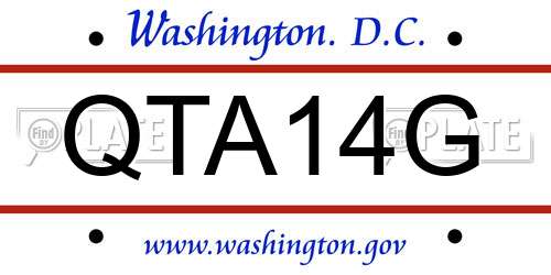 QTA14G District Of Columbia License Plate