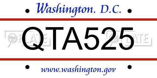 QTA525 District Of Columbia License Plate