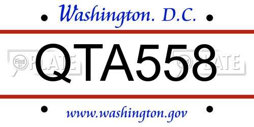 QTA558 District Of Columbia License Plate