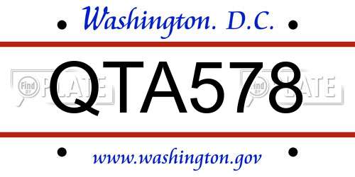 QTA578 District Of Columbia License Plate