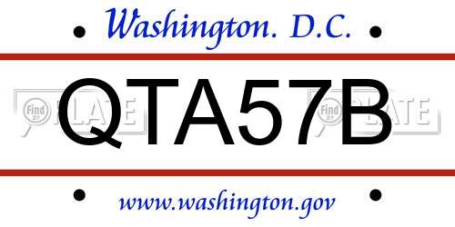 QTA57B District Of Columbia License Plate