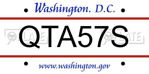 QTA57S District Of Columbia License Plate