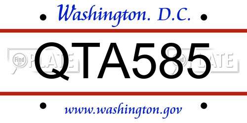 QTA585 District Of Columbia License Plate