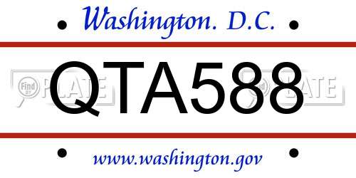 QTA588 District Of Columbia License Plate