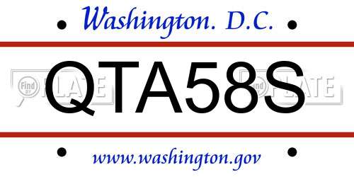 QTA58S District Of Columbia License Plate