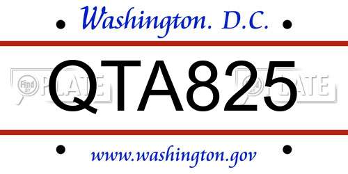 QTA825 District Of Columbia License Plate