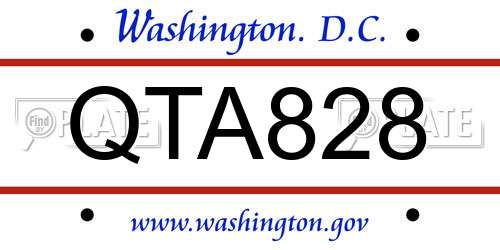 QTA828 District Of Columbia License Plate
