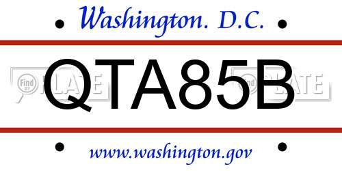 QTA85B District Of Columbia License Plate