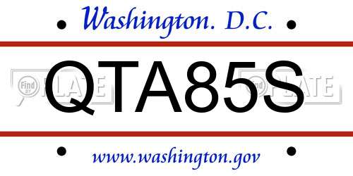 QTA85S District Of Columbia License Plate