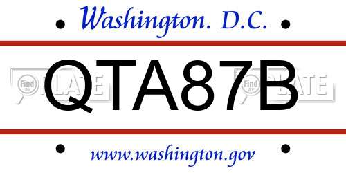 QTA87B District Of Columbia License Plate