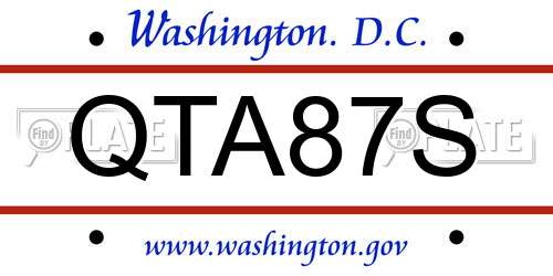 QTA87S District Of Columbia License Plate