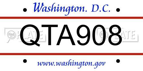 QTA908 District Of Columbia License Plate