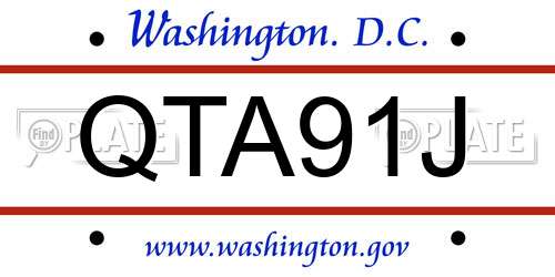 QTA91J District Of Columbia License Plate