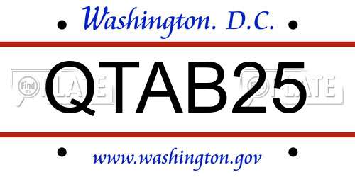 QTAB25 District Of Columbia License Plate