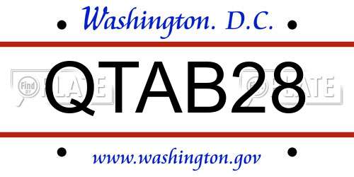 QTAB28 District Of Columbia License Plate