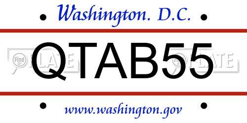 QTAB55 District Of Columbia License Plate