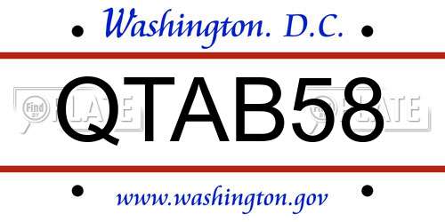 QTAB58 District Of Columbia License Plate