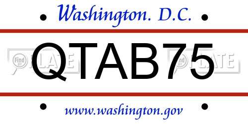 QTAB75 District Of Columbia License Plate