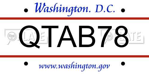 QTAB78 District Of Columbia License Plate