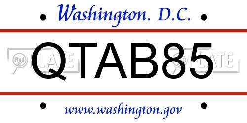 QTAB85 District Of Columbia License Plate