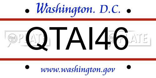 QTAI46 District Of Columbia License Plate