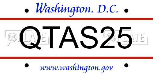 QTAS25 District Of Columbia License Plate