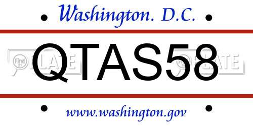 QTAS58 District Of Columbia License Plate