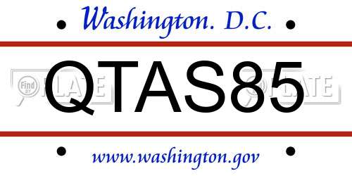 QTAS85 District Of Columbia License Plate