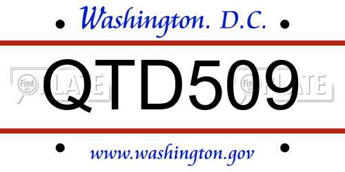 QTD509 District Of Columbia License Plate