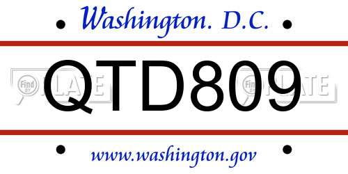 QTD809 District Of Columbia License Plate