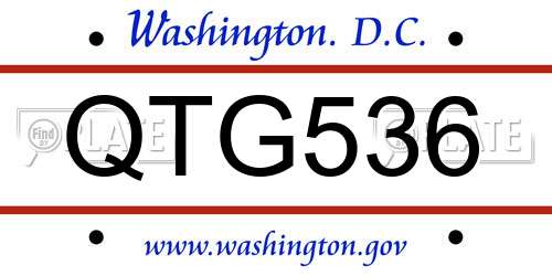QTG536 District Of Columbia License Plate