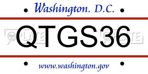 QTGS36 District Of Columbia License Plate