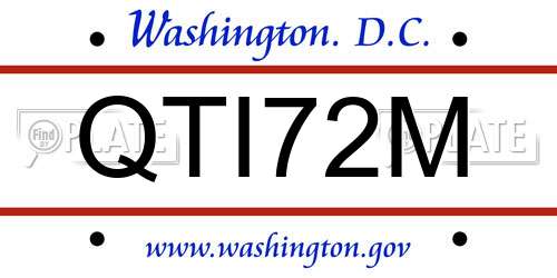 QTI72M District Of Columbia License Plate