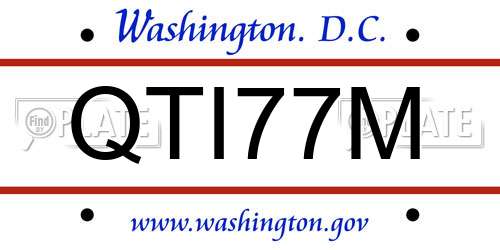 QTI77M District Of Columbia License Plate