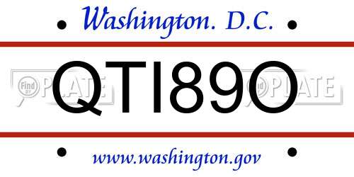 QTI89O District Of Columbia License Plate