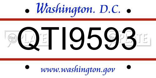 QTI9593 District Of Columbia License Plate