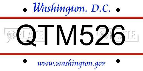 QTM526 District Of Columbia License Plate
